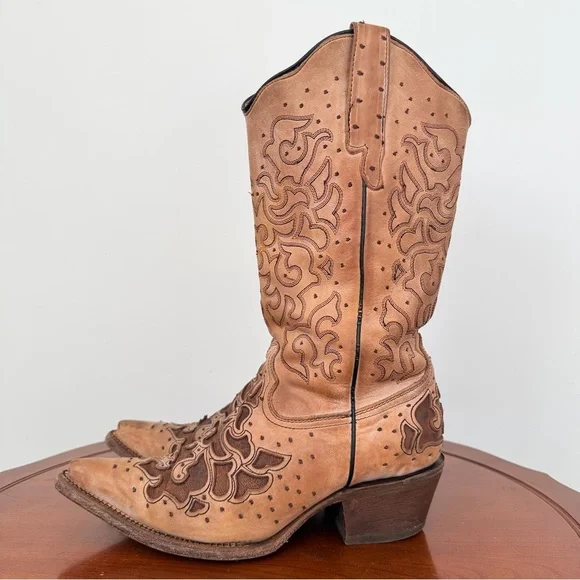 J.B. Dillon Women’s Arrowleaf Snip Toe Western Cowboy Boot | US 8.5 - Picture 3 of 10